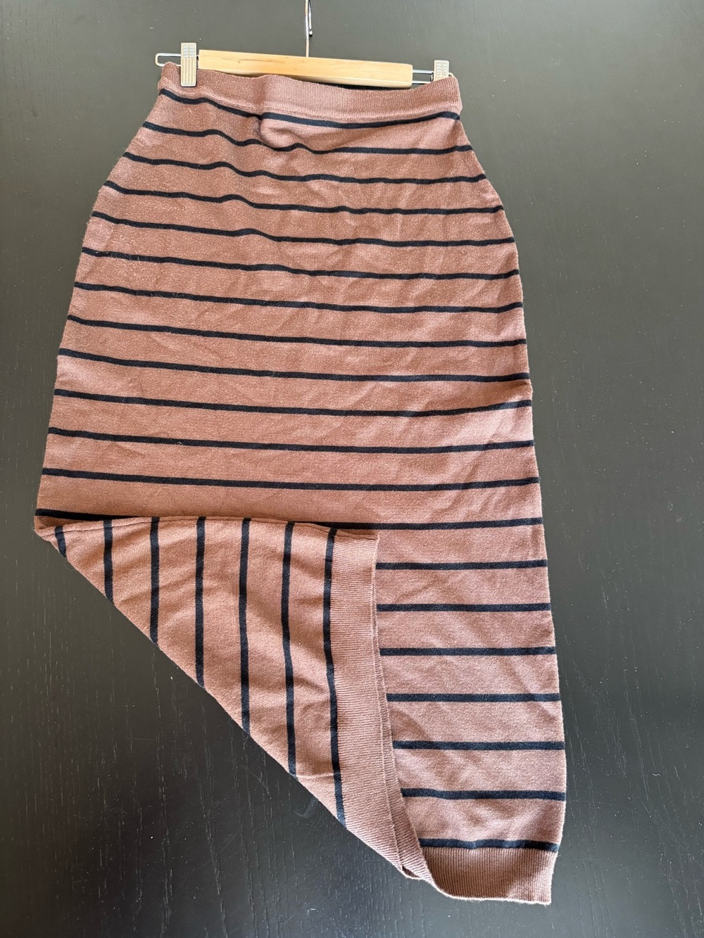 bobeau Striped Midi Skirt in Brown and Black